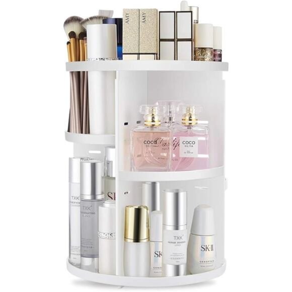 360 Rotating Makeup Organizer,DIY Adjustable Spinning Holder,Foldable Storage - Picture 7 of 7